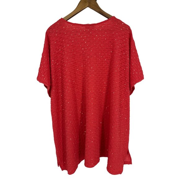 Catherines V-Neck Tunic With Gold Accents Short Sleeves Womens Size 3X - Picture 7 of 8